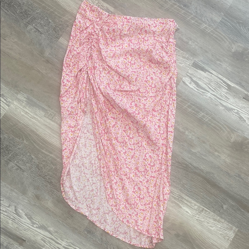 SHEIN Pink Floral Midi Skirt